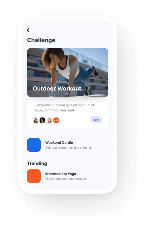 terch startup fitness tracking challenge mobile ui